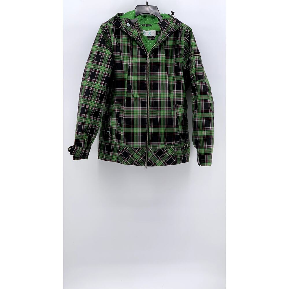 ROXY Women's Green Plaid Limited Edition Zip-Up Hooded Jacket SZ S